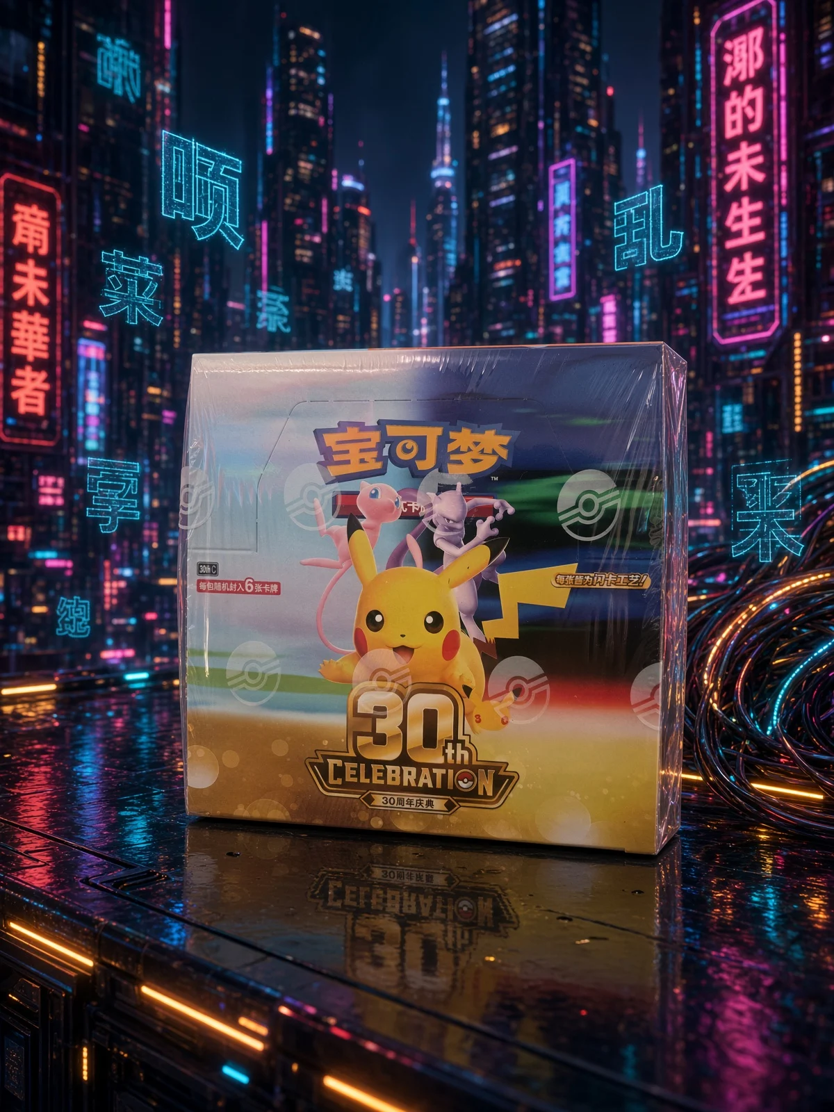 Chinesische Pokémon 30th Celebration Booster Box mit Pikachu, Mew und Mewtu