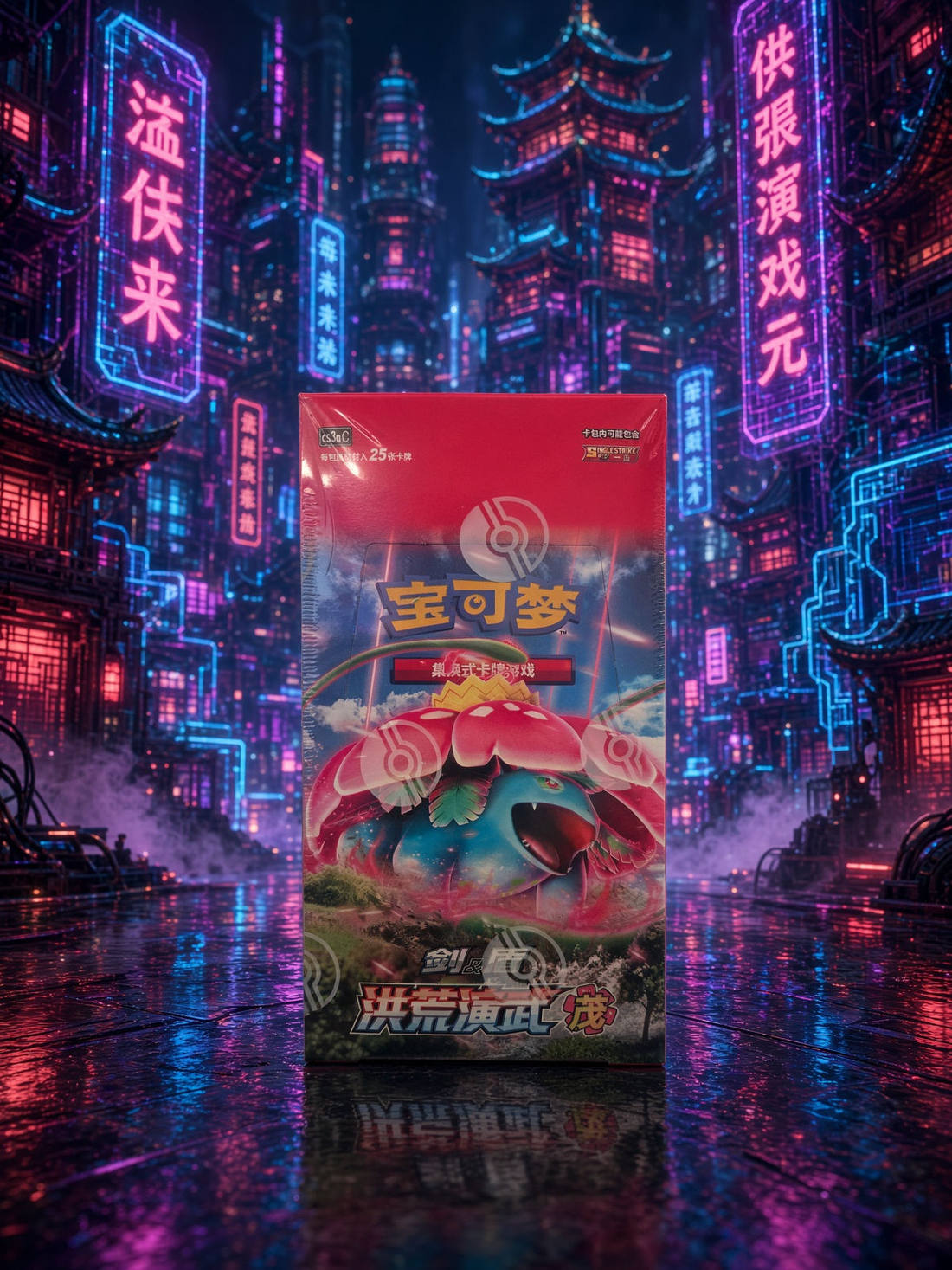 Chinesische Pokémon Primordial Arts Overgrow CS3aC Booster Box mit Bisaflor VMAX