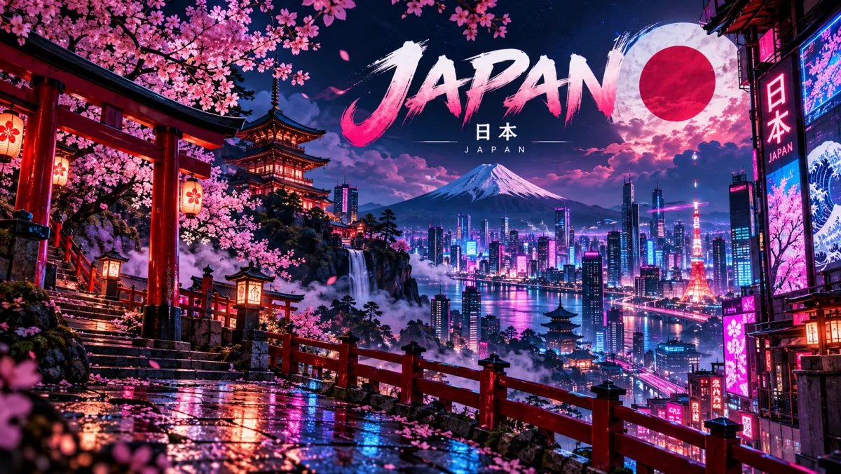Neon-inspirierte Japan-Kulisse