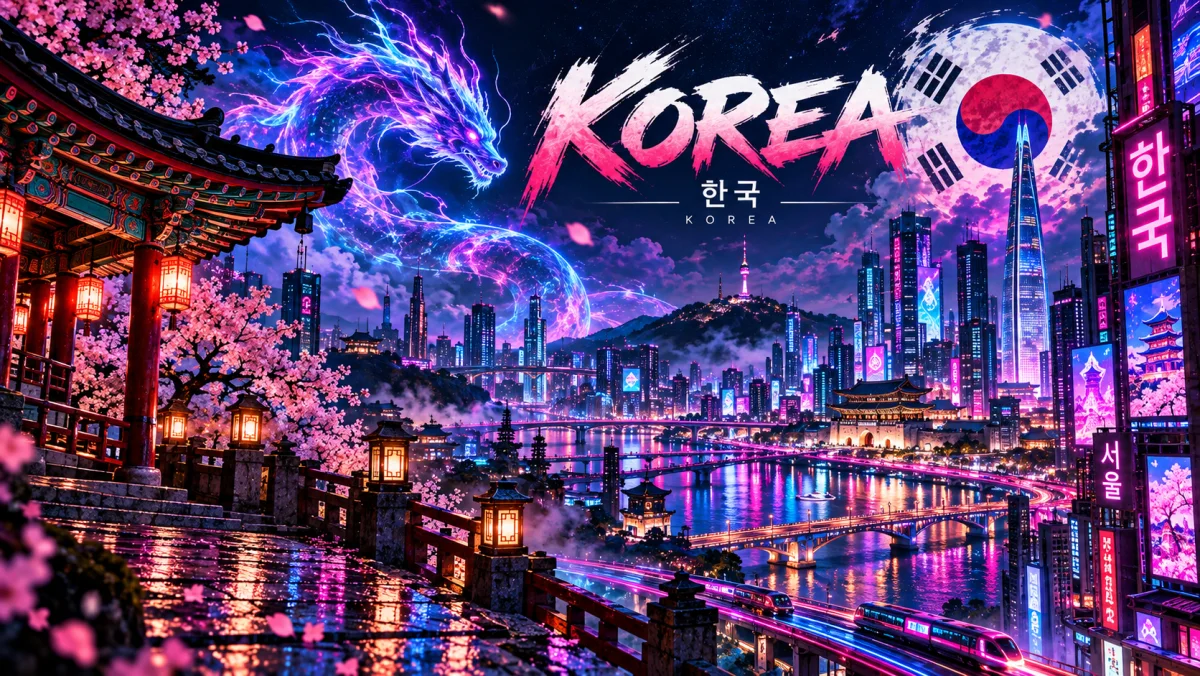 Neon-inspirierte Korea-Kulisse