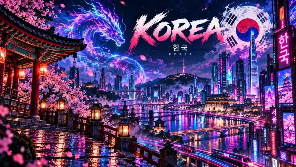Neon-inspirierte Korea-Kulisse